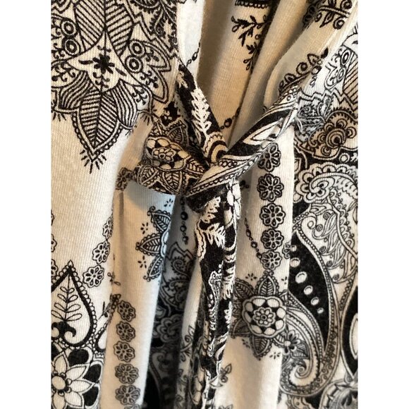 Donatella Studio wrap Robe Belt Black White Floral Paisley Soft Bath Lounge Sle - Picture 12 of 12